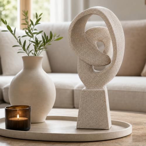 Modern Abstract Statue (Flowing Loop - Beige)