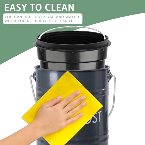 Compost Bin Kitchen Countertop Composter with lid (Gray)