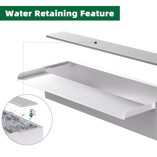 Waterfall Pool Fountain LONGRUNNEW 304 Stainless Steel 23.6" Rectangular Waterfall Spillway