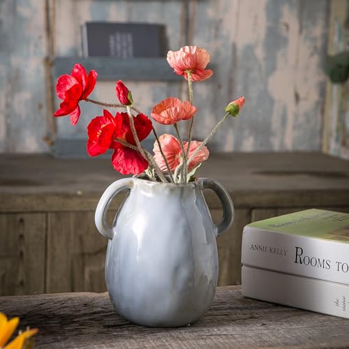 Gray Ceramic Vase with Handles (Gray)
