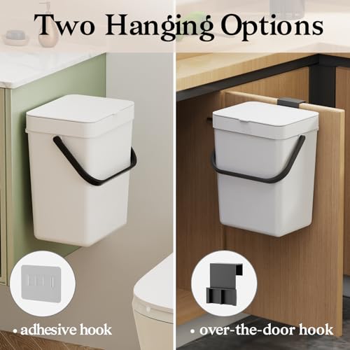 Small Trash Can with Lid (White / 5L-Slide)