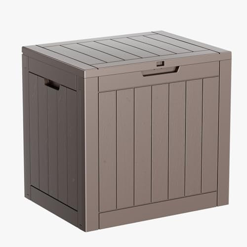 35 Gallon Deck Boxes Resin Outdoor Storage Box UV Resistant Outside Deck Box with Lockable Lid for Patio Furniture (Gray / 35 Gallon)