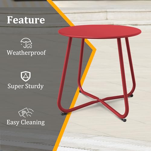 Dark Red Patio Side Table