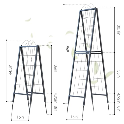 Metal Garden Trellises … (16" x 52.5"H A-Frame 2 Pack)