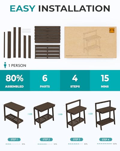 3 Tier Outdoor Potting Bench with Storage (Coffee / Sleek)