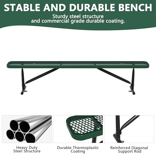 8 Feet Heavy Duty Metal Park Bench for Outside (Green / 8FT)