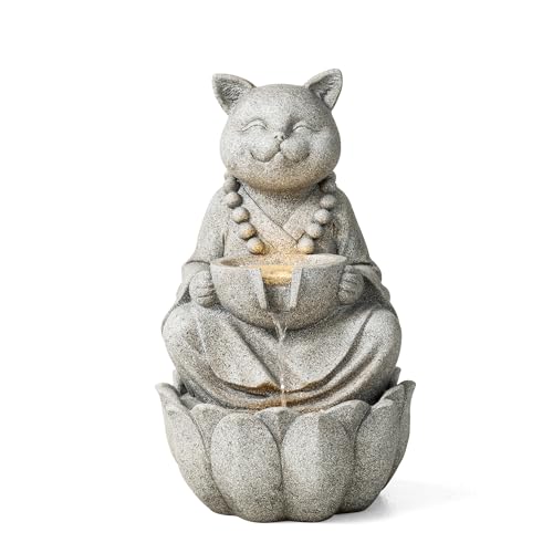 Water Fountain Outdoor (Concrete Cat / 22"H)