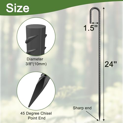 24 Inch J Hook Rebar Stakes (Black / 24 inch)