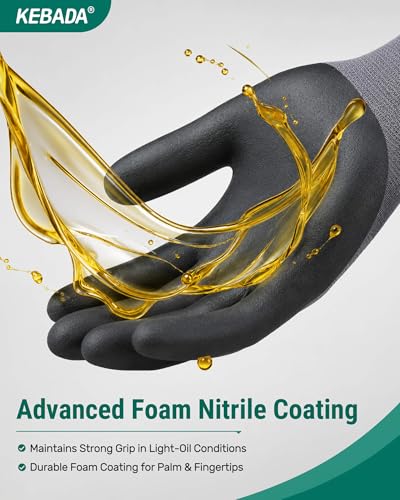 W5 Foam Nitrile Coated Work Gloves for Men Women (W5 Grey (60 Pairs) / X-Large)