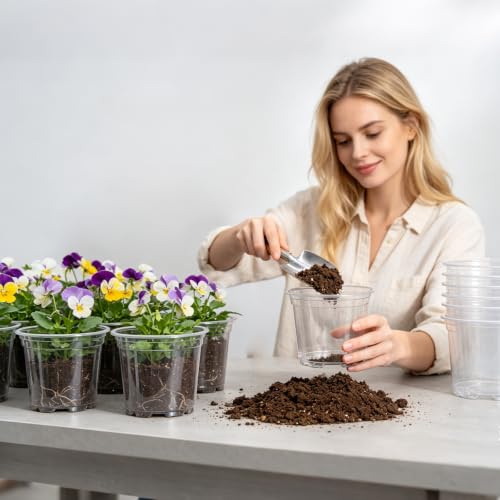 30 Pack 5 Inch Clear Nursery Pots with Drainage Holes (5Inch-30Pack)