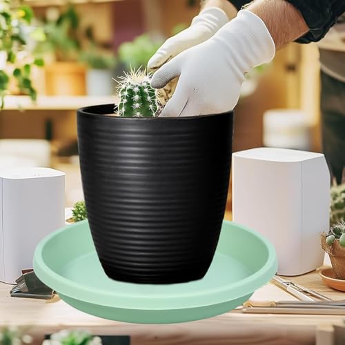 Plant Saucers Round 12 Inch Extra Large Pack of 5 Heavy Duty Plastic Drip Trays for Large Pots (12" (5 Pack) / Light_green)