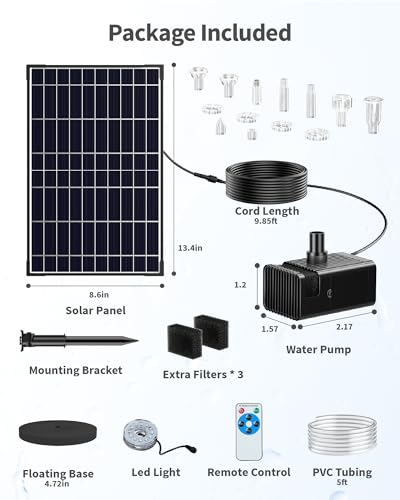 12W Solar Fountain Pump with 4200mAh Battery Backup (12W Fountain with LED Light)