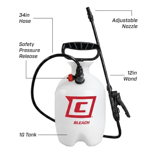 20075 1 Gallon Bleach Pump Sprayer for Cleaning & Disinfecting (1-Gallon Bleach Sprayer)