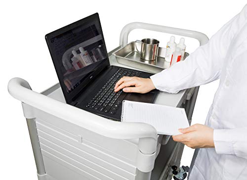 Equip Larger 3 Shelf Heavy Duty Lockable Hospital cart Medical cart (White3kd1)