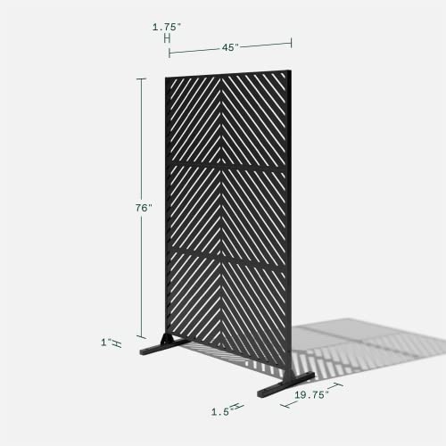 Block Series Long Box Planter + Arrow Privacy Screen Set (Black / Large - Bundle with Screen Set - Arrow Pattern)