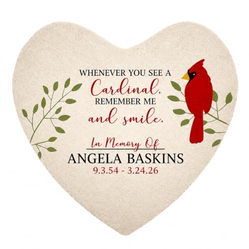 Personalized Cardinal Memorial Stone (Cardinals / Heart)