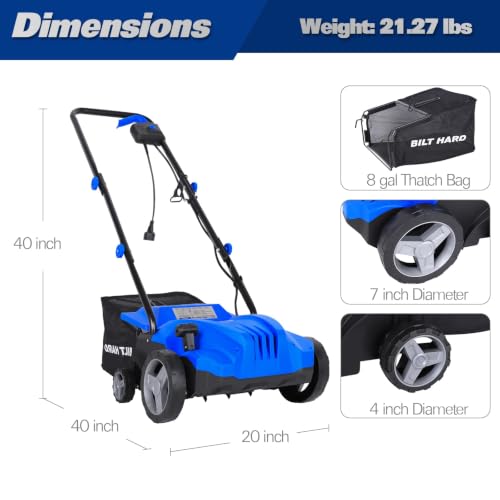 13 inch 12 Amp Electric Dethatcher and Scarifier with Collection Bag