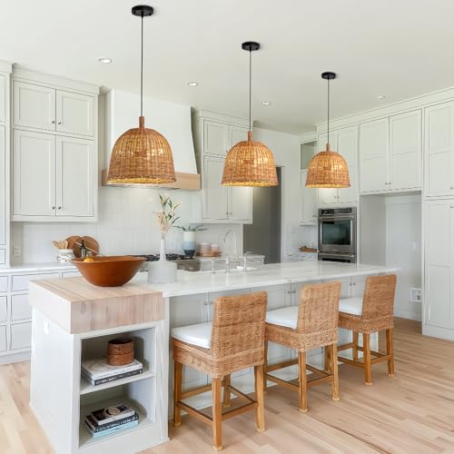 13.8" Rattan Pendant Light (Dark Brown Rattan / 13.77" 3-Light)