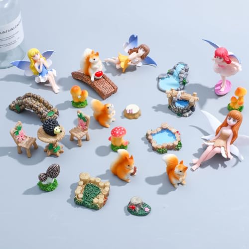 29 Pieces Miniature Fairy Garden Accessories Small Fairy Figurines Hand Painted Fairies Figures for Car Decor Garden Flower Pot Birthday Cake Topper (Fairy Garden)