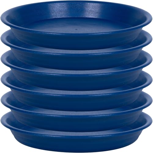 Plant Saucer Pot Tray 8 inch (8" - 6 Pack / Dark Blue)