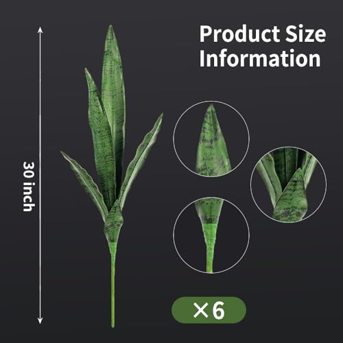 Artificial Plants 6PCS 30“Tall Faux Snake Plant (Yellow Snake Plants)