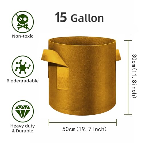 12 Pack 15 Gallon Plant Grow Bags (15 Gallon / Brown)