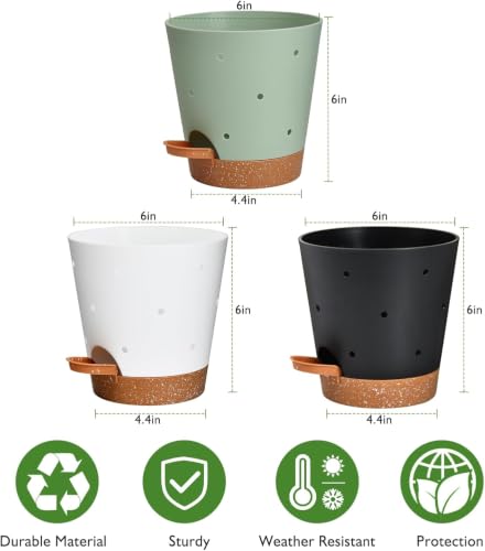 Orchid Pot 6 Inch Orchid Pots with Holes (Multicolor - 6pack)