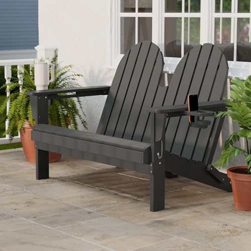 Outdoor Patio HDPE Adirondack Garden Skinny Bench (Grey / 49.5IN)