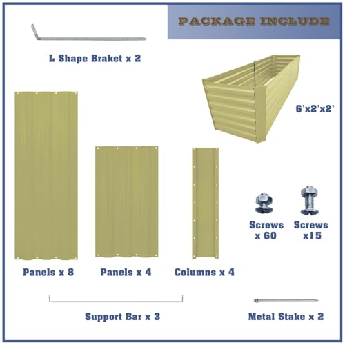 6x2x2FT Beige Metal Raised Garden Bed Kit (Beige / 6x2x2 ft)