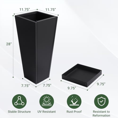 28" Metal Tall Outdoor Planters Set of 2 (28" H)