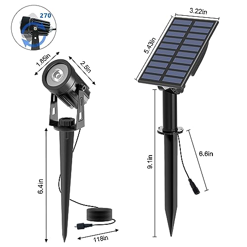 2-in-1 Color Changing Solar Spotlight Outdoor Waterproof,Dusk to Dawn
