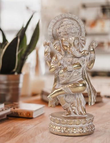 Lord Ganesha Statues Hindu Elephant God Statue Indian Ganesh Buddha Resin Sculpture Figurine Handmade Gift (Edd8544-2)
