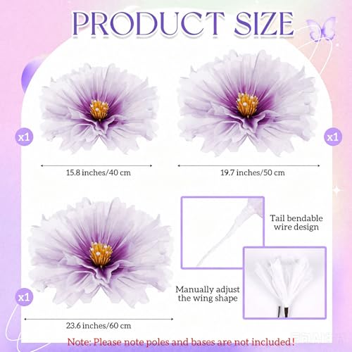 3 Pcs Giant Flowers Decoracion (Flower / Purple)