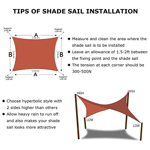 23'X24' Sun Shade Sail Rust Red Curved Rectangle Customizable