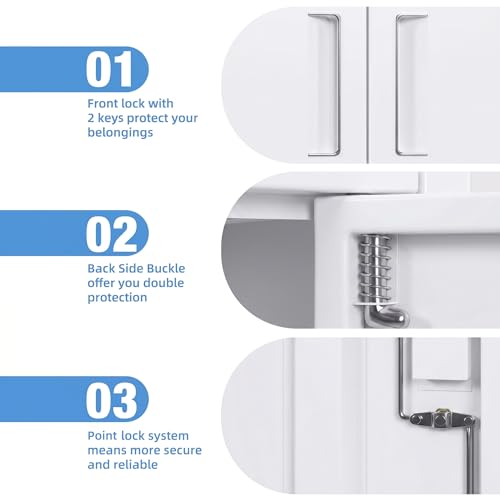 71 Inch Lockable Metal Storage Cabinet (White / 15.75"D x 31.50"W x 70.87"H)