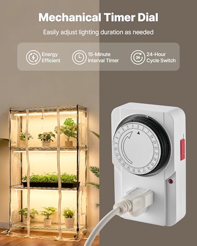 Indoor Greenhouse with Grow Light (Black，4-Tier，Greenhouse with Mechanical Timer / 4-Tier)