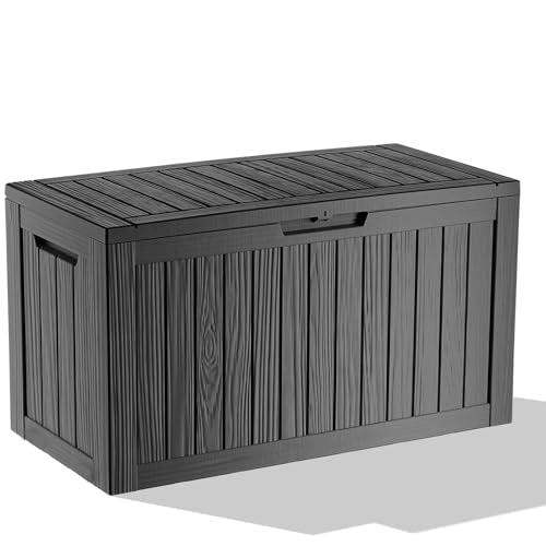 160 Gal Deck Box Waterproof Outdoor Storage Box Black (Black / 160 Gallon)