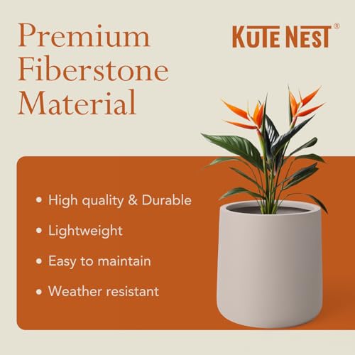 12.6" Premium Conico Fiberstone Outdoor Planter (Taupe / 13" H x 12.6" D)