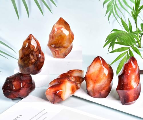 Red Agate Flame Shaped Stone Towers Obelisk Natural Healing Crystal Quartz Reiki Energy Decoration Home Office 0.6