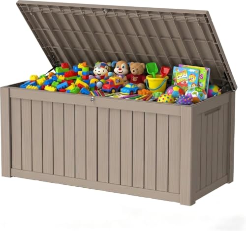 150 Gallon Lockable Resin Outdoor Storage Box (Gray / 150 GAL NEW)