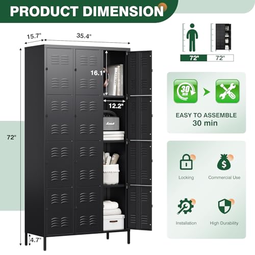 Metal Lockers for Employees (12 Door / Black)