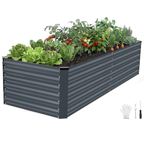 Galvanized Metal Raised Garden Bed 8×3×2FT (Gray / 8×3×2ft)