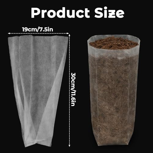 100 Pcs Nursery Growing Bags (7.5 x 11.6 Inches)