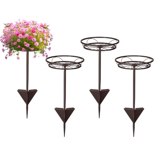 4 Pack Adjustable Outdoor Flower Pot Stand (Brown)