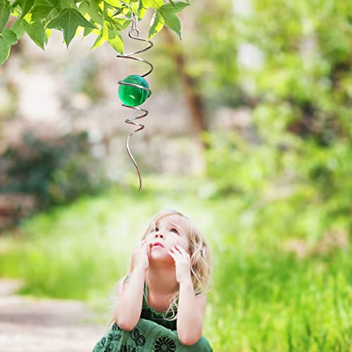 Wind Spinner Tail Gazing Ball Spiral (Green Glass Orb)