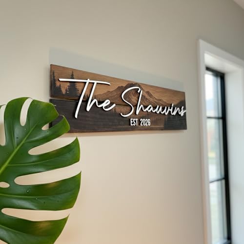 Custom Mountain Family Name Sign (Small)
