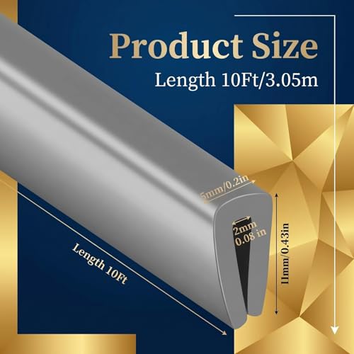 1 8" Rubber Edge Trim U Channel Protector (1/8" U, 10 Feet Long, Grey)