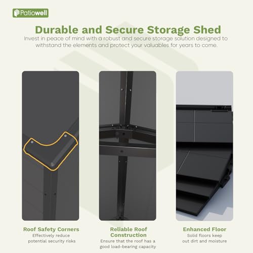 6X4 FT Plastic Outdoor Storage Shed with Floor (Dark Grey / 6x4)