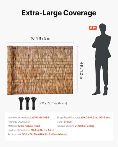 Natural Reed Fencing (Brown / 4ft x 16.4ft x3pack)
