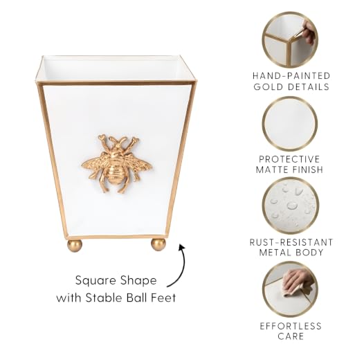 Flower Pots Indoor (White Gold Bee / Square)
